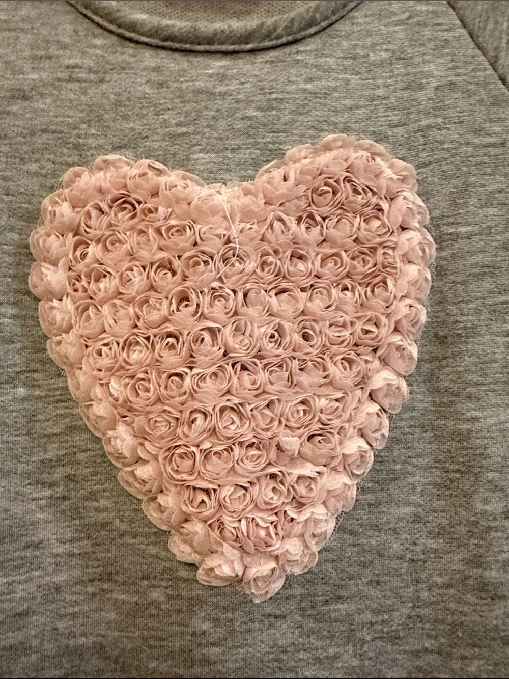 Girls' Grey Knit Dress with Pink Heart and Pink Tulle Skirt